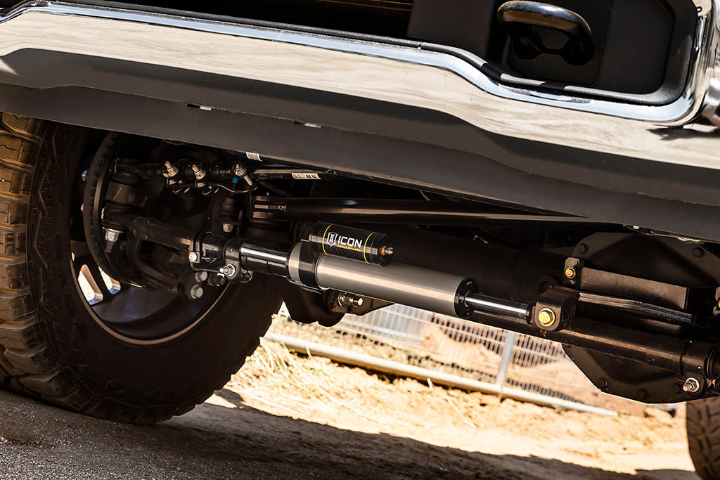 ICON 2023-2025 F-250/F-350 Ford Super Duty 4WD, 2.5 Centerline Steering Stabilizer Kit, Piggyback Reservoir