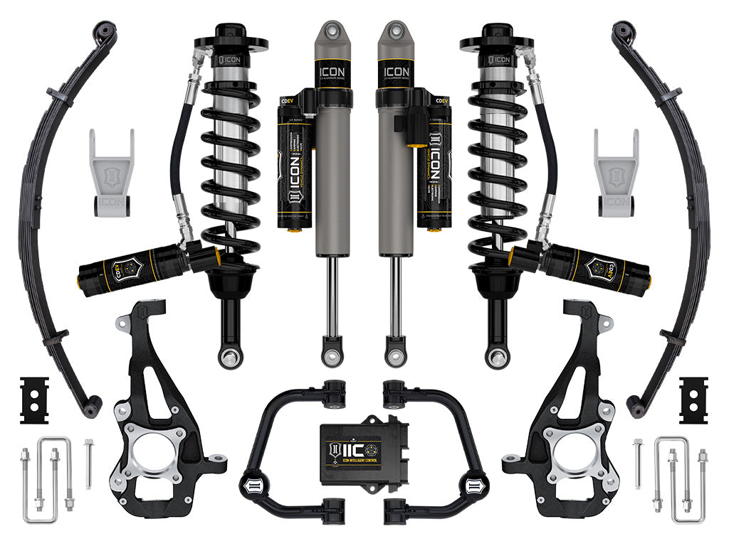 ICON 2021-2024 Ford F-150 4WD, 3.5-4.5" Lift, Stage 5 Suspension System, Tubular, w/ Leaf Packs