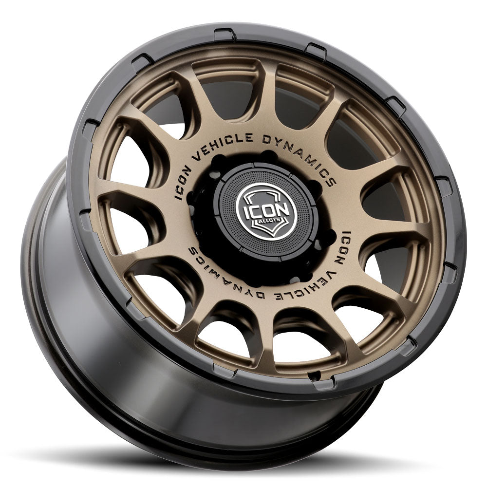 ICON Alloys Rancho, Satin Bronze w/ Gloss Black Lip, 20 x 9 / 8 x 170, 6mm Offset, 5.25" BS