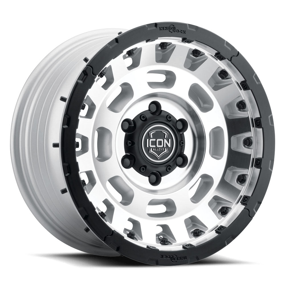 ICON Alloys Hammer Pro, Silver Machined, 17 x 8.5 / 6 x 5.5, 25mm Offset, 5.75" BS