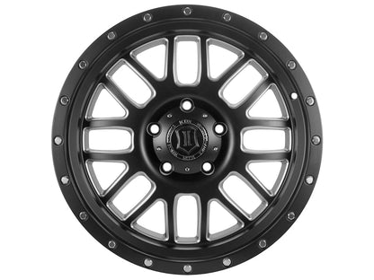 ICON Alloys Alpha, Satin Black, Milled Windows, 20x9 / 6x135, 16mm OS, 5.625" BS