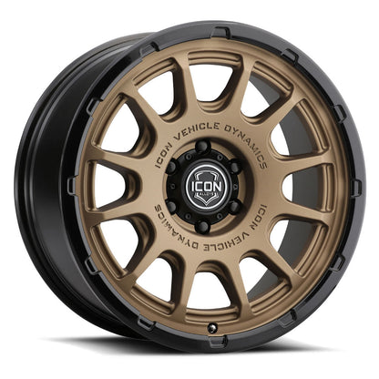 ICON Alloys Rancho, Satin Bronze w/ Gloss Black Lip, 20 x 9 / 5 x 5, -12mm Offset, 4.5" BS