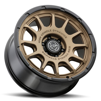 ICON Alloys Rancho, Satin Bronze w/ Gloss Black Lip, 20 x 9 / 5 x 5, -12mm Offset, 4.5" BS