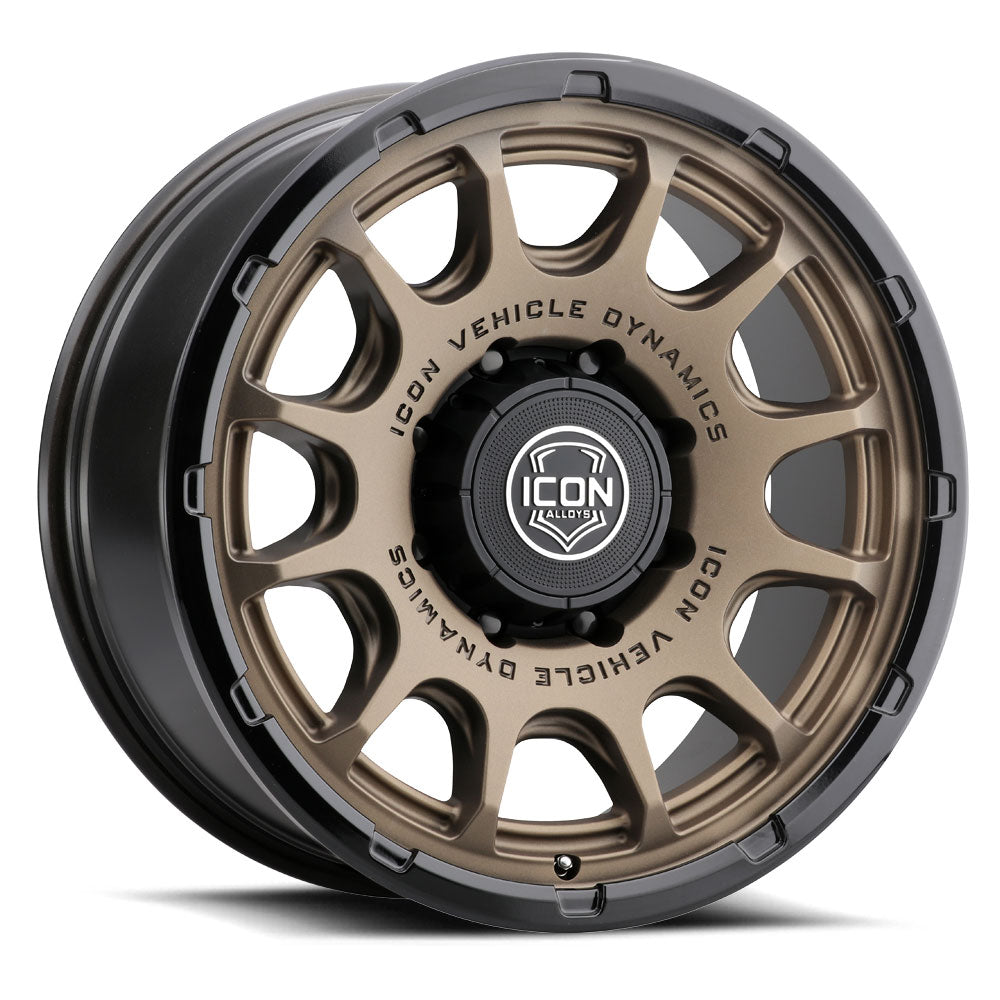 ICON Alloys Rancho, Satin Bronze w/ Gloss Black Lip, 20 x 9 / 8 x 180, 12mm Offset, 5.5" BS