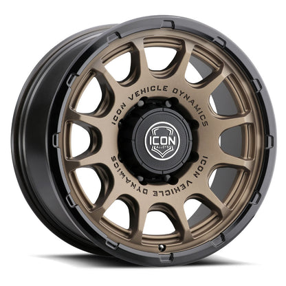 ICON Alloys Rancho, Satin Bronze w/ Gloss Black Lip, 20 x 9 / 8 x 180, 12mm Offset, 5.5" BS