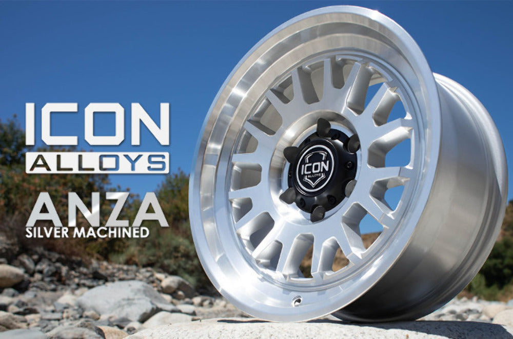 ICON Alloys Anza, Silver Machined, 17 x 8.5 / 6 x 5.5, 25mm Offset, 5.75" BS