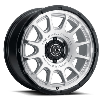 ICON Alloys Rancho, Silver Machined w/ Gloss Black Lip, 20 x 9 / 5 x 5, -12mm Offset, 4.5" BS