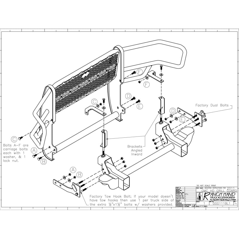 Ranch Hand Legend Series Grille Guard Fits Select 11-14 GMC Sierra 2500 HD/3500 HD Model GGG111BL1