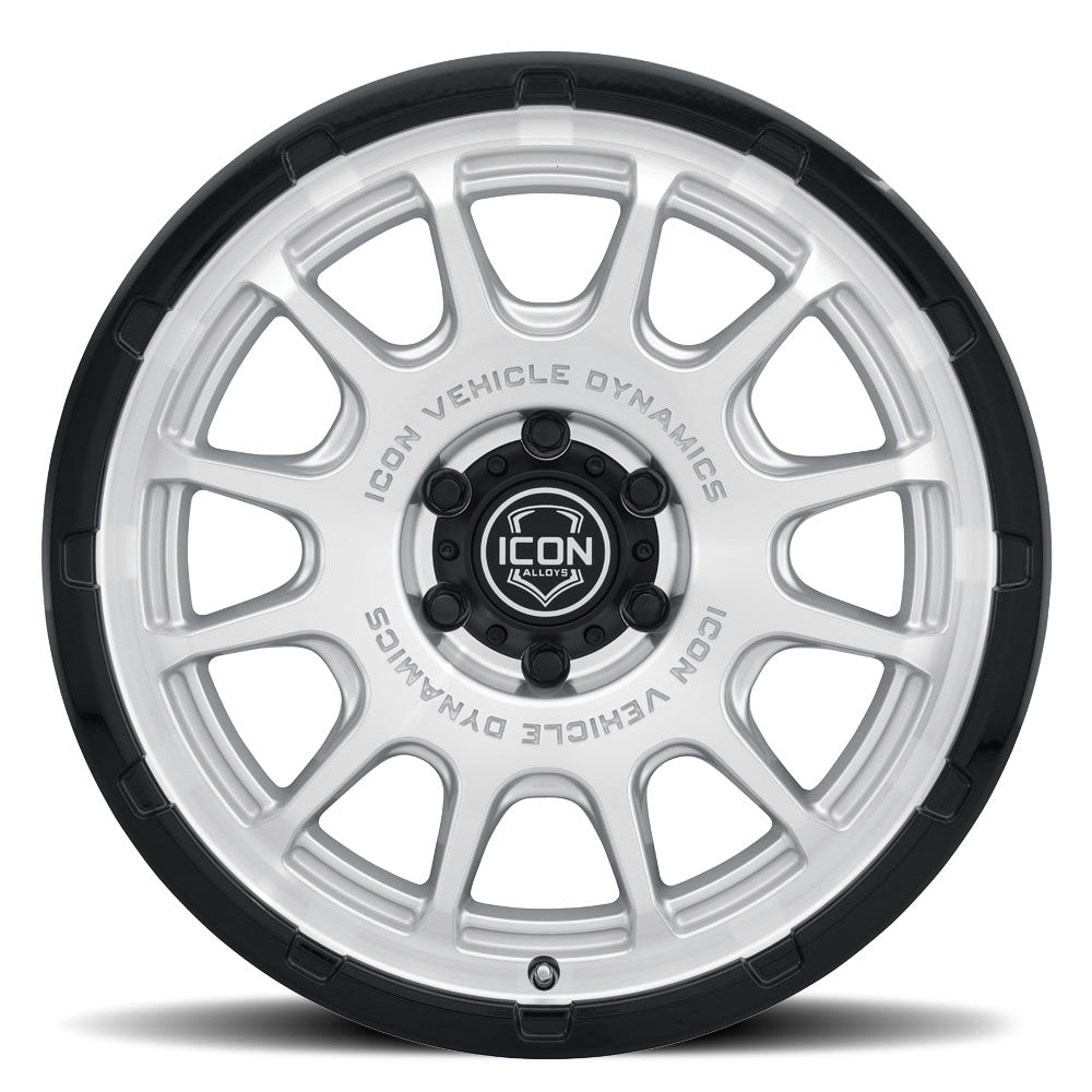 ICON Alloys Rancho, Silver Machined w/ Gloss Black Lip, 20 x 9 / 5 x 5, -12mm Offset, 4.5" BS