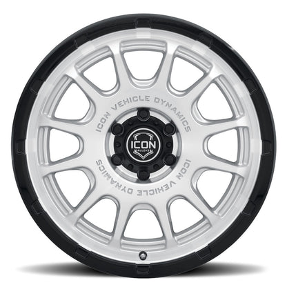 ICON Alloys Rancho, Silver Machined w/ Gloss Black Lip, 20 x 9 / 5 x 5, -12mm Offset, 4.5" BS