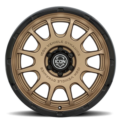 ICON Alloys Rancho, Satin Bronze w/ Gloss Black Lip, 20 x 9 / 5 x 150, 16mm Offset, 5.625" BS