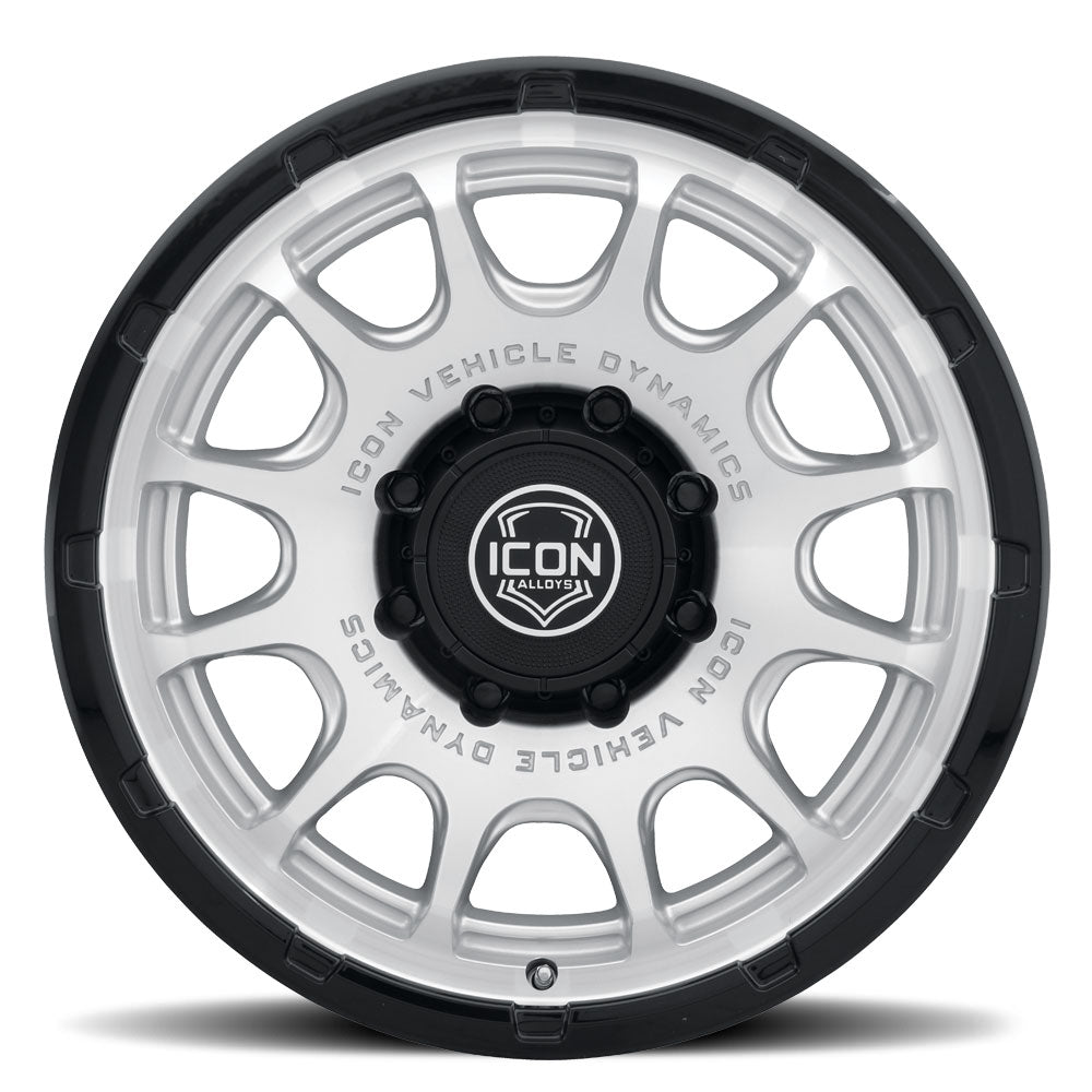 ICON Alloys Rancho, Silver Machined w/ Gloss Black Lip, 20 x 9 / 8 x 170, 6mm Offset, 5.25" BS