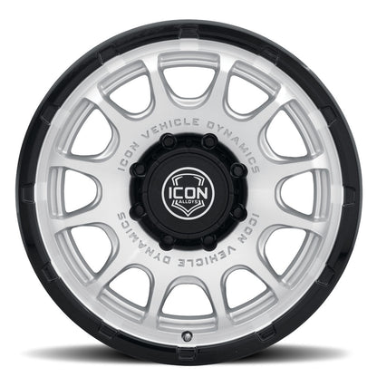 ICON Alloys Rancho, Silver Machined w/ Gloss Black Lip, 20 x 9 / 8 x 170, 6mm Offset, 5.25" BS