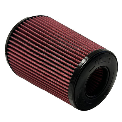 A red Cotton Cleanable  JLT Intake Replacement Filter 6" x 9" NS with a black top designed for a vehicle intake system.