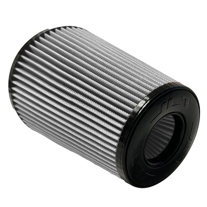 A white Dry Extendable  JLT Intake Replacement Filter 6" x 9" NS with a black top designed for a vehicle intake system.