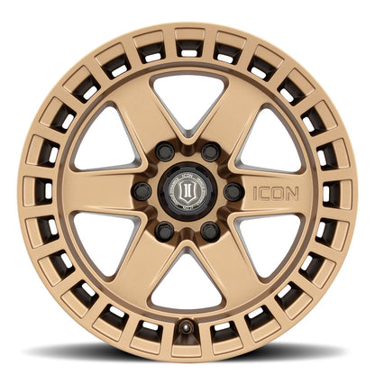 ICON Alloys Raider, Satin Brass, 17 x 8.5 / 6 x 120, 0mm Offset, 4.75" BS