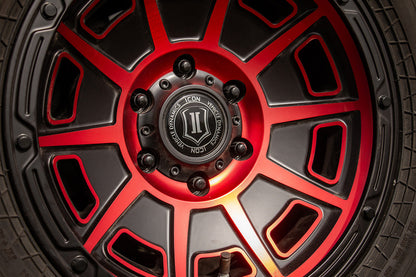 ICON Alloys Victory, Satin Black w/Red, 17 x 8.5 / 6 x 135, 6mm Offset, 5" BS