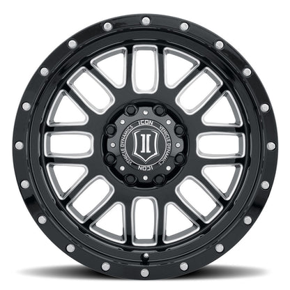 ICON Alloys Alpha, Gloss Black, Milled Windows, 20x9 / 5x150, 16mm OS, 5.625" BS