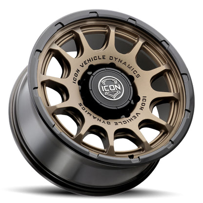 ICON Alloys Rancho, Satin Bronze w/ Gloss Black Lip, 20 x 9 / 8 x 180, 12mm Offset, 5.5" BS