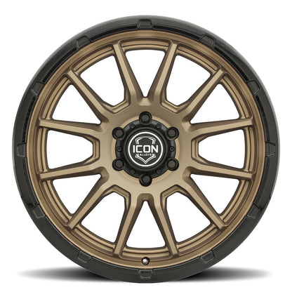 ICON Alloys Cajon, Satin Bronze w/ Gloss Black Lip, 20 x 9 / 6 x 5.5, 16mm Offset, 5.625" BS