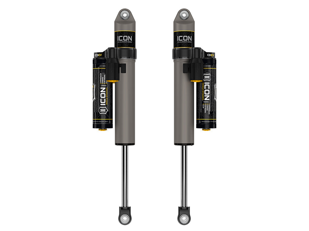 ICON 2021-2024 Ford F-150, 0-1" Lift, Rear, V.S. 2.5 Aluminum Series Shock Absorbers, Piggyback Reservoir w/ CDEV, Pair