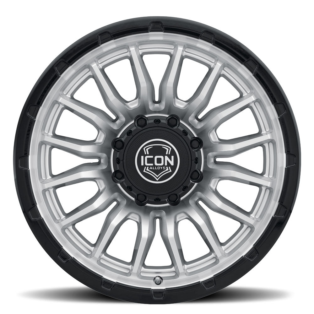 ICON Alloys Cajon, Silver Machined w/ Gloss Black Lip, 20 x 9 / 8 x 180, 12mm Offset, 5.5" BS