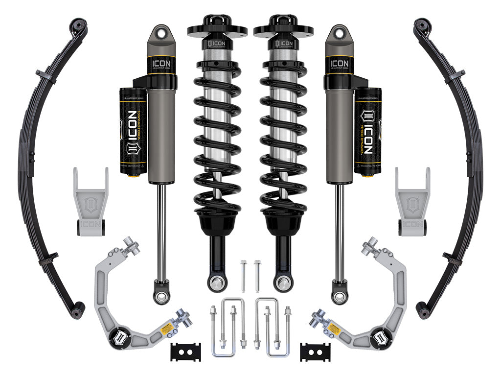 ICON 2021-2024 Ford F-150 Tremor, 2.5-3" Lift, Stage 2 Suspension System, Billet, w/ Leaf Packs