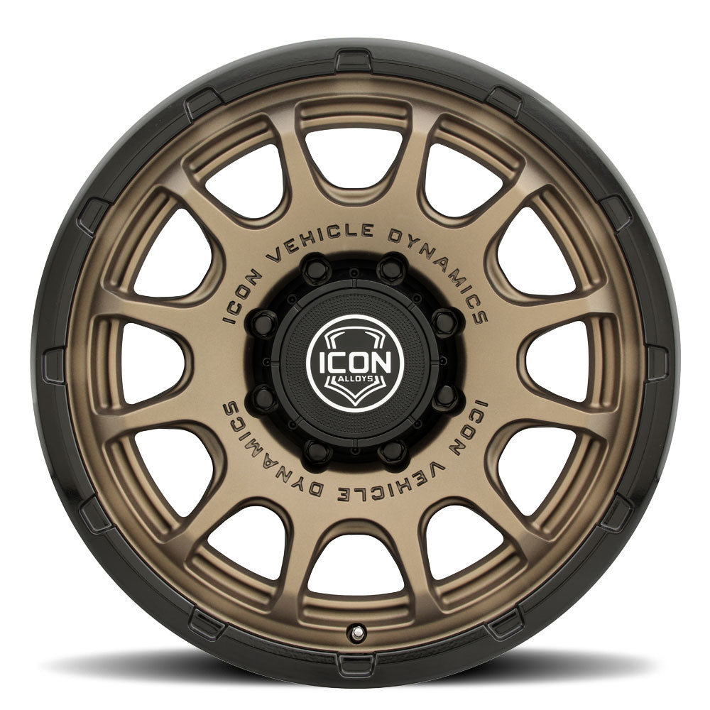 ICON Alloys Rancho, Satin Bronze w/ Gloss Black Lip, 20 x 9 / 8 x 6.5, 12mm Offset, 5.5" BS