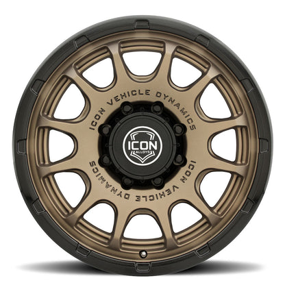 ICON Alloys Rancho, Satin Bronze w/ Gloss Black Lip, 20 x 9 / 8 x 170, 6mm Offset, 5.25" BS