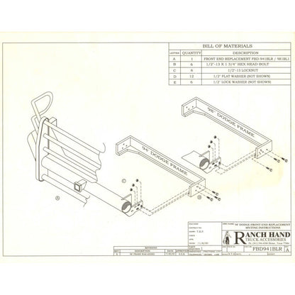 Ranch Hand Legend Series Front Bumper W/ Grille Guard Fits Select 94-02 Dodge/Ram 1500/2500/3500 Model FBD941BLR