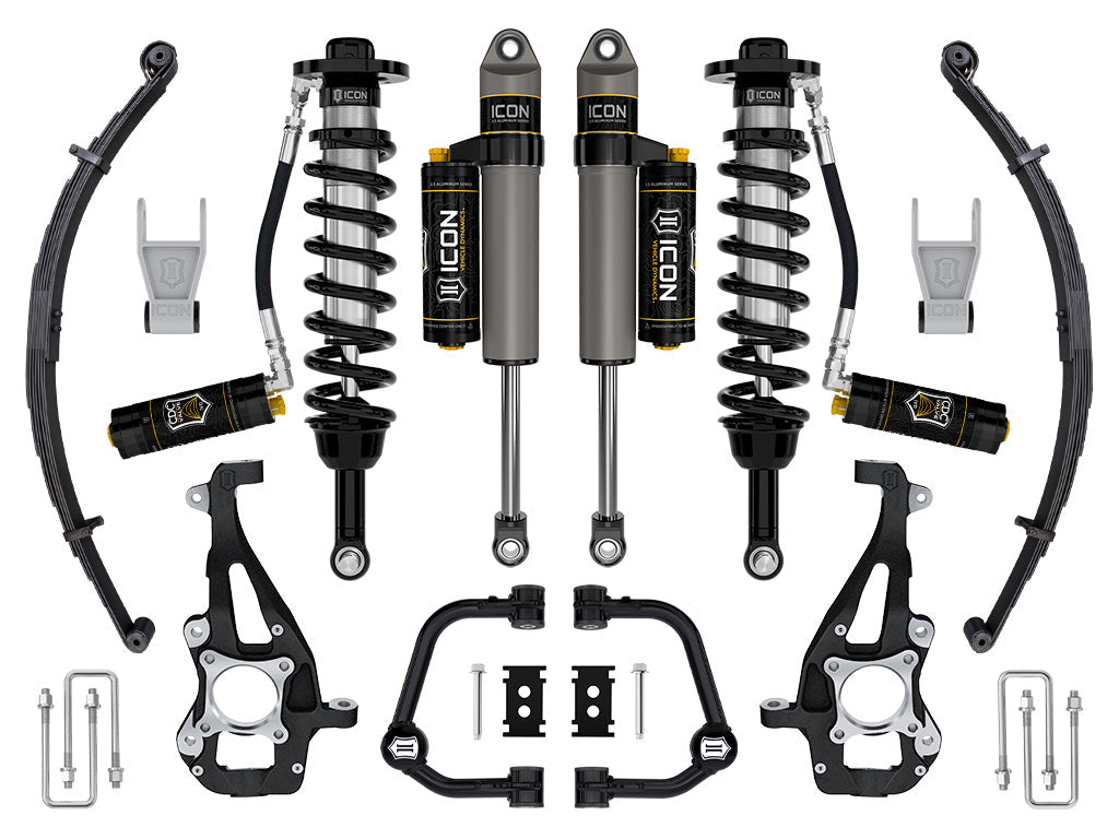 ICON 2021-2024 Ford F-150 4WD, 3.5-4.5" Lift, Stage 4 Suspension System, Tubular, CDCV, w/ Leaf Packs
