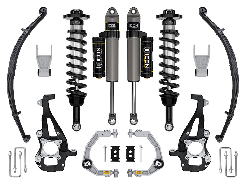 ICON 2021-2024 Ford F-150 4WD, 3.5-4.5" Lift, Stage 2 Suspension System, Billet, w/ Leaf Packs