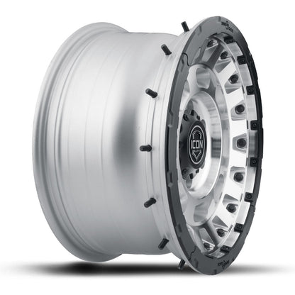 ICON Alloys Hammer Pro, Silver Machined, 17 x 8.5 / 6 x 5.5, 0mm Offset, 4.75" BS